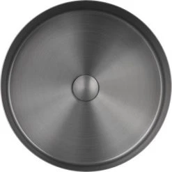 JTP Vos Brushed Black Round Stainless Steel Counter Top Basin + Waste -Basin Kitchen Sinks Shop 27CTR400BBL D2 460