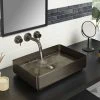 JTP Vos Brushed Black Rectangular Stainless Steel Counter Top Basin + Waste