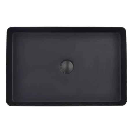 JTP Vos Matt Black Rectangular Stainless Steel Counter Top Basin + Waste 2 JTP Vos Matt Black Rectangular Stainless Steel Counter Top Basin + Waste - Image 2