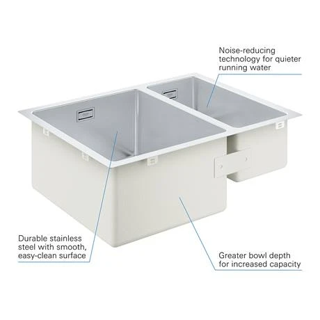 Grohe K700 1.5 Bowl Stainless Steel Kitchen Sink - 31577SD1 2 Grohe K700 1.5 Bowl Stainless Steel Kitchen Sink - 31577SD1 - Image 2