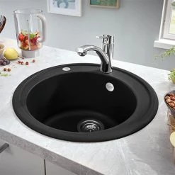 Grohe K200 1.0 Bowl Round Composite Quartz Kitchen Sink - Black - 31656AP0