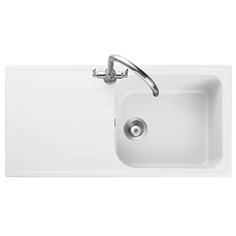Rangemaster Amethyst 1000 x 500mm Igneous Crystal White 1.0 Bowl Inset Sink - AME1051CW 1 Rangemaster Amethyst 1000 x 500mm Igneous Crystal White 1.0 Bowl Inset Sink - AME1051CW