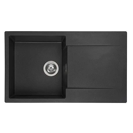 Reginox Amsterdam 10 1.0 Bowl Granite Kitchen Sink - Black Silvery 1 Reginox Amsterdam 10 1.0 Bowl Granite Kitchen Sink - Black Silvery