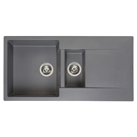 Reginox Amsterdam 15 1.5 Bowl Granite Kitchen Sink - Grey Silvery 1 Reginox Amsterdam 15 1.5 Bowl Granite Kitchen Sink - Grey Silvery