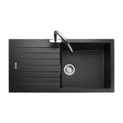 Rangemaster Andesite Ash Black 1.0 Bowl Igneous Granite Kitchen Sink -Basin Kitchen Sinks Shop AND1051AS D2 460