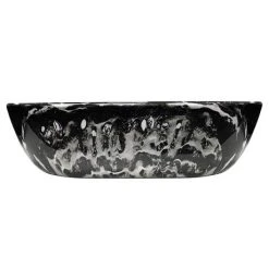 Arezzo 455 x 325mm Curved Rectangular Counter Top Basin - Gloss Black Marble Effect -Basin Kitchen Sinks Shop AZ1004 detail3 460
