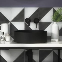 Arezzo 352mm Matt Black Round Counter Top Basin -Basin Kitchen Sinks Shop AZ110AMB d4 460