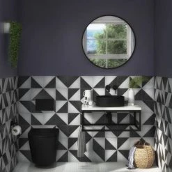 Arezzo 352mm Matt Black Round Counter Top Basin -Basin Kitchen Sinks Shop AZ110AMB d5 460