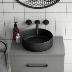 Arezzo 352mm Matt Black Round Counter Top Basin