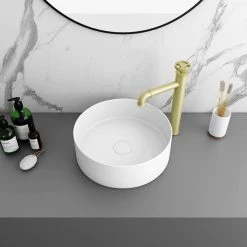 Arezzo 352mm Matt White Round Counter Top Basin