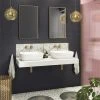 Arezzo Stone Resin Floating Basin Shelf incl. 2 Curved Rectangular Basins - 1200mm Wide