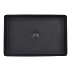 Arezzo Matt Black 340 x 520mm Rectangular Stainless Steel Counter Top Basin + Waste