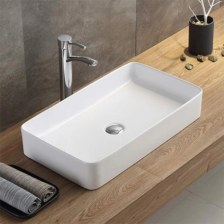Arezzo Matt White Slim Rectangular Counter Top Basin (605 x 355mm) 1 Arezzo Matt White Slim Rectangular Counter Top Basin (605 x 355mm)