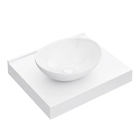 Arezzo Stone Resin Floating Basin Shelf inc. Oval Basin - 600mm Wide 1 Arezzo Stone Resin Floating Basin Shelf inc. Oval Basin - 600mm Wide