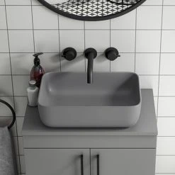 Arezzo 455 x 325mm Matt Grey Curved Rectangular Counter Top Basin