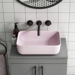 Arezzo 455 x 325mm Matt Pink Curved Rectangular Counter Top Basin
