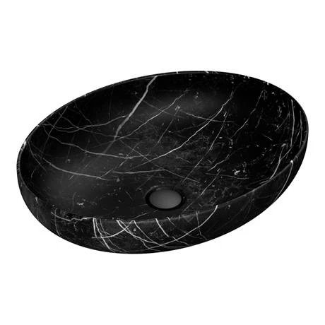 Arezzo 520 x 395mm Curved Oval Counter Top Basin - Matt Black Marble Effect 5 Arezzo 520 x 395mm Curved Oval Counter Top Basin - Matt Black Marble Effect - Image 5