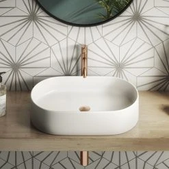 Arezzo Matt White Oval Ceramic Counter Top Basin (600 x 380mm)