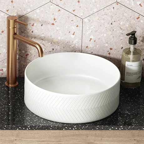 Arezzo Chevron Round Counter Top Basin - 360mm Diameter 1 Arezzo Chevron Round Counter Top Basin - 360mm Diameter