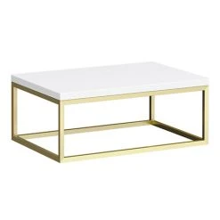 Arezzo 700 Gloss White Stone Resin Worktop with Brushed Brass Wall Mounted Frame