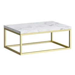 Arezzo 700 White Marble Effect Worktop with Brushed Brass Wall Mounted Frame