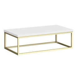 Arezzo 910 Gloss White Stone Resin Worktop with Brushed Brass Wall Mounted Frame