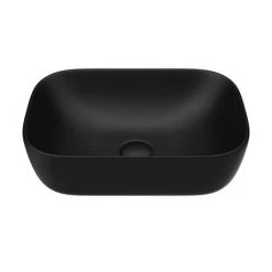 Arezzo 465 x 325mm Matt Black Curved Rectangular Counter Top Basin -Basin Kitchen Sinks Shop AZB465 d4 460