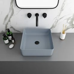 Arezzo 380 x 380mm Matt Grey Square Counter Top Basin