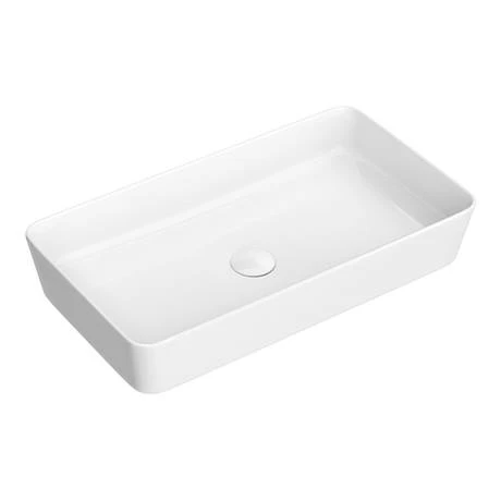 Arezzo 610 x 350mm Gloss White Slim Rectangular Counter Top Basin 2 Arezzo 610 x 350mm Gloss White Slim Rectangular Counter Top Basin - Image 2