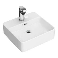 Arezzo 425 x 425mm Gloss White 1TH Rectangular Counter Top Basin