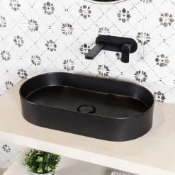 BagnoDesign Teatro Oval Matt Black 650 x 350mm Countertop Basin