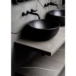 BagnoDesign Matt Black Koy 400mm Round Countertop Basin -Basin Kitchen Sinks Shop BDS KOY 702 MB D4 460