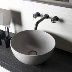 BagnoDesign Matt Grey Koy 400mm Round Countertop Basin -Basin Kitchen Sinks Shop BDS KOY 702 MGY D3 460