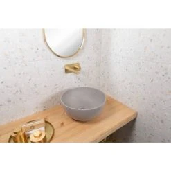 BagnoDesign Matt Grey Koy 400mm Round Countertop Basin -Basin Kitchen Sinks Shop BDS KOY 702 MGY D5 460