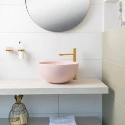 BagnoDesign Matt Pink Koy 400mm Round Countertop Basin