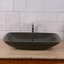 Blue Limestone 600 x 380mm Counter Top Rectangle Basin 0TH - BLST003 -Basin Kitchen Sinks Shop BLST003 n d5 460