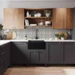 Rangemaster Grange Belfast Matt Black Ceramic Kitchen Sink inc. Basket Strainer Waste -Basin Kitchen Sinks Shop CGR595MB D1 460