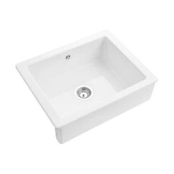 Rangemaster Hartland Belfast White Ceramic Kitchen Sink inc. Basket Strainer Waste -Basin Kitchen Sinks Shop CHA622WH D3 460