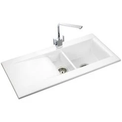 Rangemaster Nevada 1.5 Bowl Ceramic Kitchen Sink -Basin Kitchen Sinks Shop CNV2WH D3 460