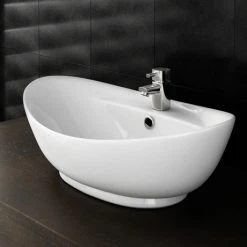 Faro Oval Counter Top Basin with Mono Basin Mixer (590 x 395mm)