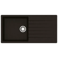 Reginox Harlem 10 1.0 Bowl Granite Kitchen Sink - Black Silvery