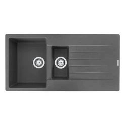 Reginox Harlem 15 1.5 Bowl Granite Kitchen Sink - Grey Silvery