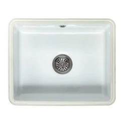 Reginox Mataro 1.0 Bowl White Ceramic Undermount Kitchen Sink + Waste -Basin Kitchen Sinks Shop MATARO d3 460