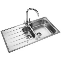 Rangemaster Michigan 1.5 Bowl Stainless Steel Kitchen Sink -Basin Kitchen Sinks Shop MG9502 D2 460