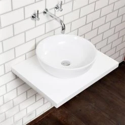 Nova Wall Hung Slimline Countertop Basin Shelf - Gloss White - 600 x 450mm 5 Nova Wall Hung Slimline Countertop Basin Shelf - Gloss White - 600 x 450mm -Basin Kitchen Sinks Shop NV 600 WH n d1 460