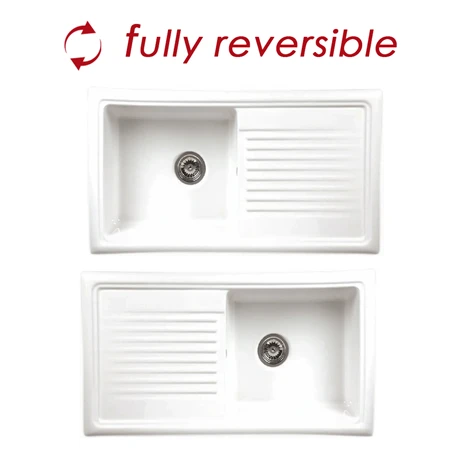 Reginox White Ceramic 1.0 Bowl Kitchen Sink - RL304CW 2 Reginox White Ceramic 1.0 Bowl Kitchen Sink - RL304CW - Image 2