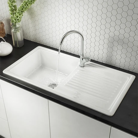 Reginox White Ceramic 1.0 Bowl Kitchen Sink - RL304CW 1 Reginox White Ceramic 1.0 Bowl Kitchen Sink - RL304CW