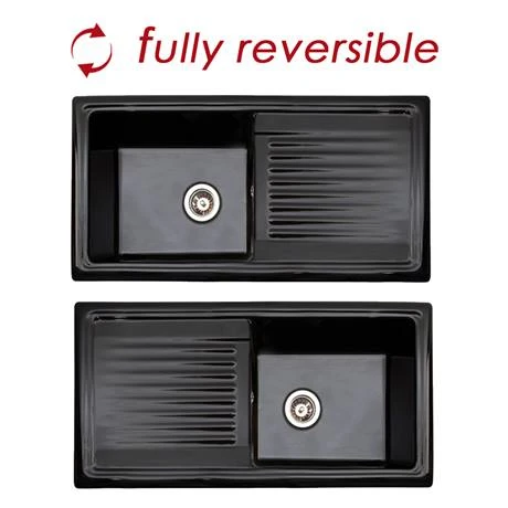 Reginox Traditional Black Ceramic 1.0 Kitchen Sink + Brooklyn Mixer Tap 2 Reginox Traditional Black Ceramic 1.0 Kitchen Sink + Brooklyn Mixer Tap - Image 2