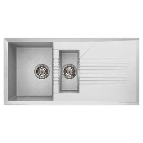 Reginox Tekno 475 1.5 Bowl Granite Kitchen Sink - White 1 Reginox Tekno 475 1.5 Bowl Granite Kitchen Sink - White