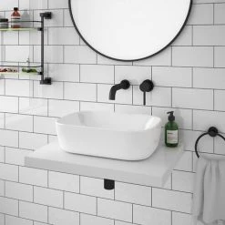 Venice Floating Basin Shelf (Gloss White - 600mm Wide) 9 Venice Floating Basin Shelf (Gloss White - 600mm Wide) -Basin Kitchen Sinks Shop V6GWSLF d4 460
